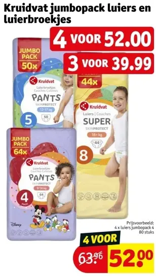 Promotie: Kruidvat jumbopack luiers en luierbroekjes