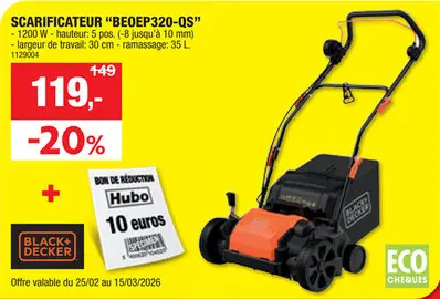 Offre: Black+Decker BEOEP320-QS scarificateur électrique 1200W 30cm
