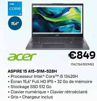 Offre: Aspire 15 a15-51m-528h
