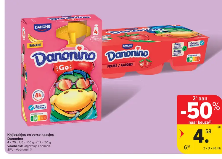 Promotie: Knijpzakjes en verse kaasjes Danonino