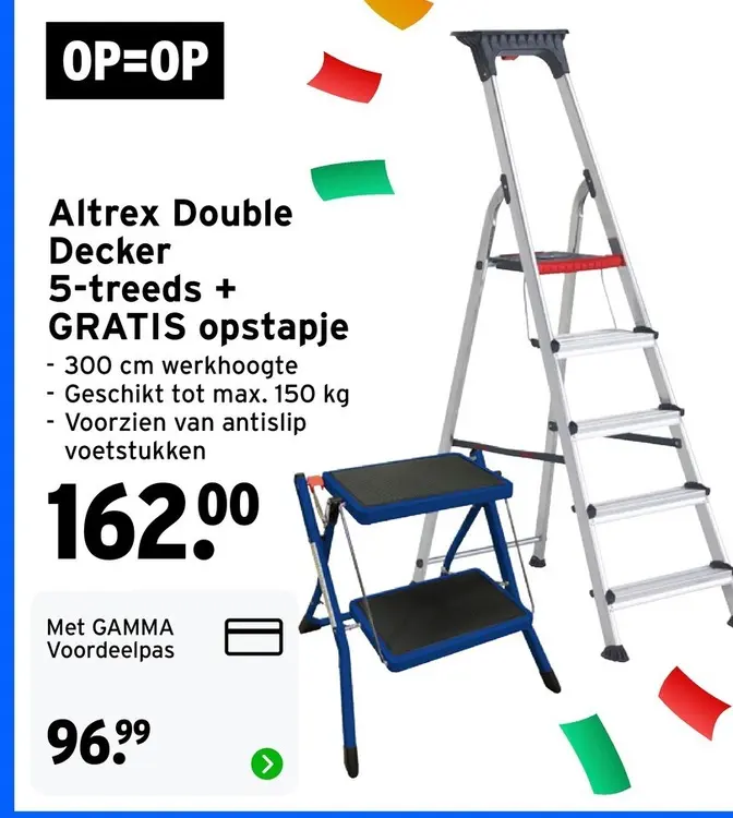 Aanbieding: Altrex Double Decker 5-treeds + GRATIS opstap
