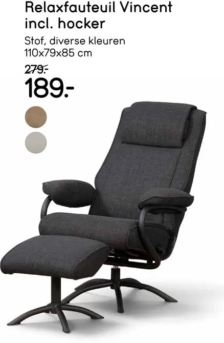 Promotie: Relaxfauteuil Vincent incl. hocker