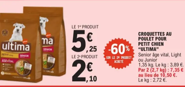 Promotie: Croquettes au poulet pour petit chien "Ultima