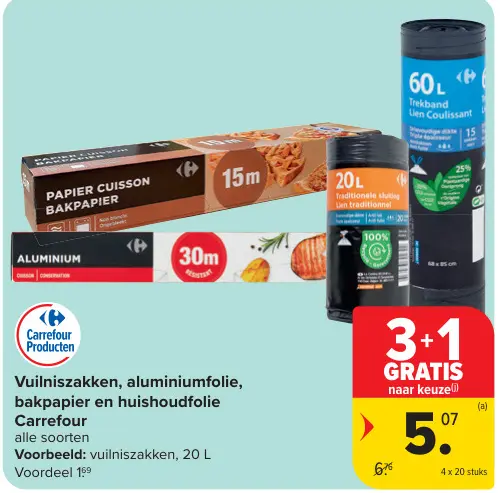Promotie: Vuilniszakken, aluminiumfolie, bakpapier en huishoudfolie