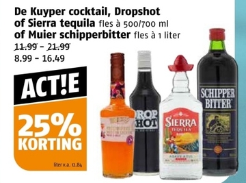 Aanbieding: De Kuyper cocktail , Dropshot of Sierra tequila of Muier schipperbitter