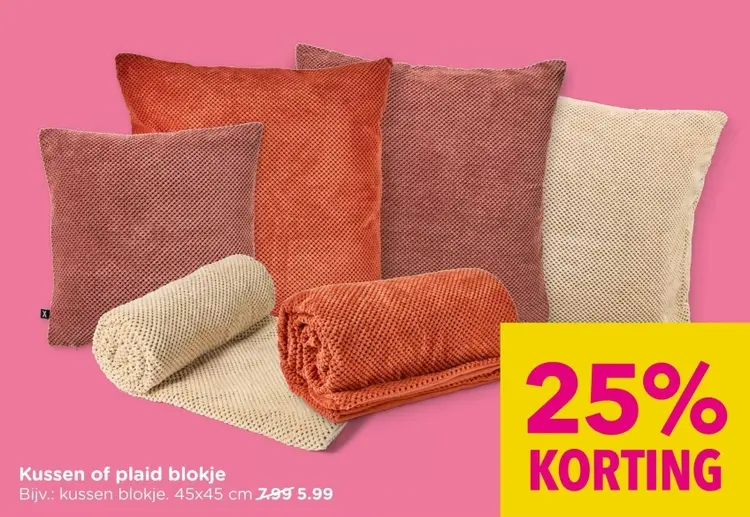 Aanbieding: Kussen of plaid blokje