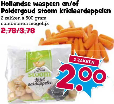 Aanbieding: Waspeen en/of stoom krielaardappelen