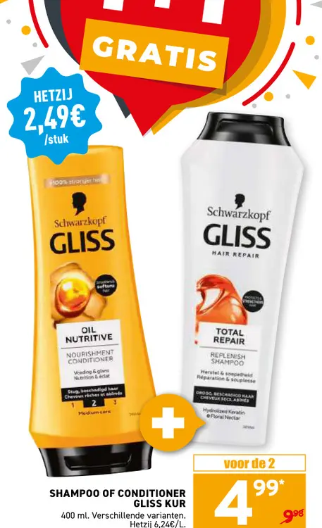 Promotie: Shampoo of conditioner GLISS kur