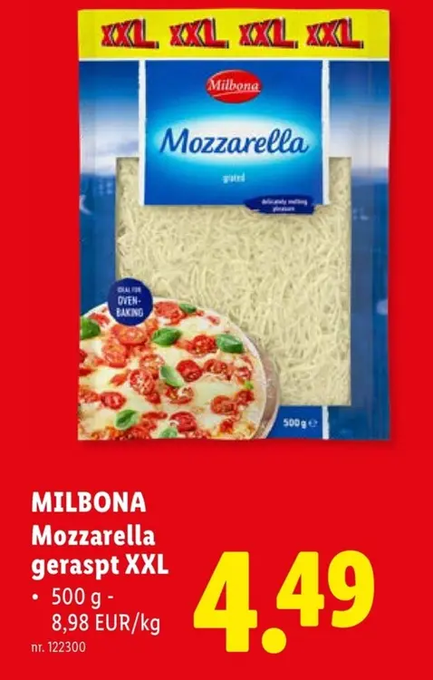 Promotie: MILBONA Mozzarella geraspt XXL