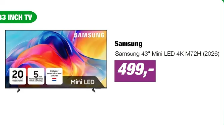 Aanbieding: Samsung 43" Mini LED 4K M72H (2026)