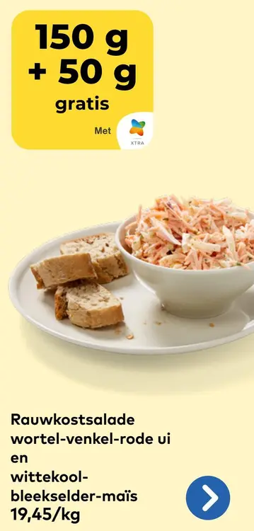 Promotie: Rauwkostsalade wortel-venkel-rode-ui en wittekool-bleelselderij-mais