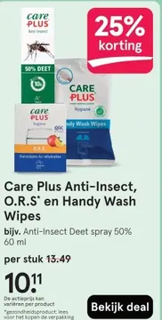 Aanbieding: Care Plus Anti-Insect, O.R.S* en Handy Wash Wash Wipes