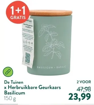 Aanbieding: Herbruikbare Geurkaars Basilicum