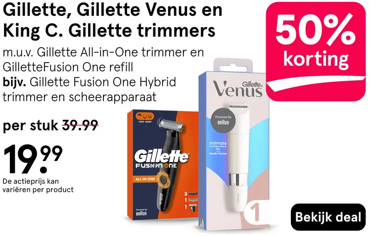 Aanbieding: Gillette, Gillette Venus en King C. Gillette trimmers