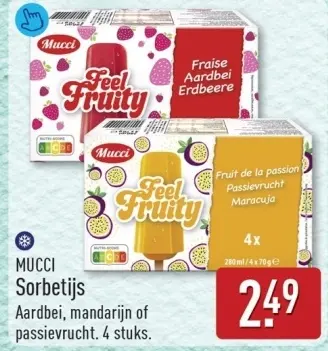 Aanbieding: Sorbetijs Aardbei, mandarijn of passievrucht