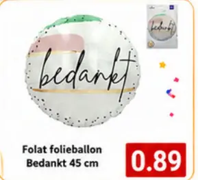 Promotie: Folat folieballon Bedankt