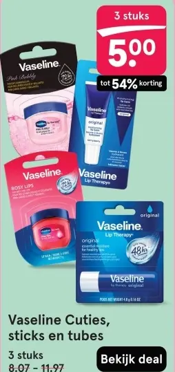 Aanbieding: Vaseline Cuties, sticks en tubes