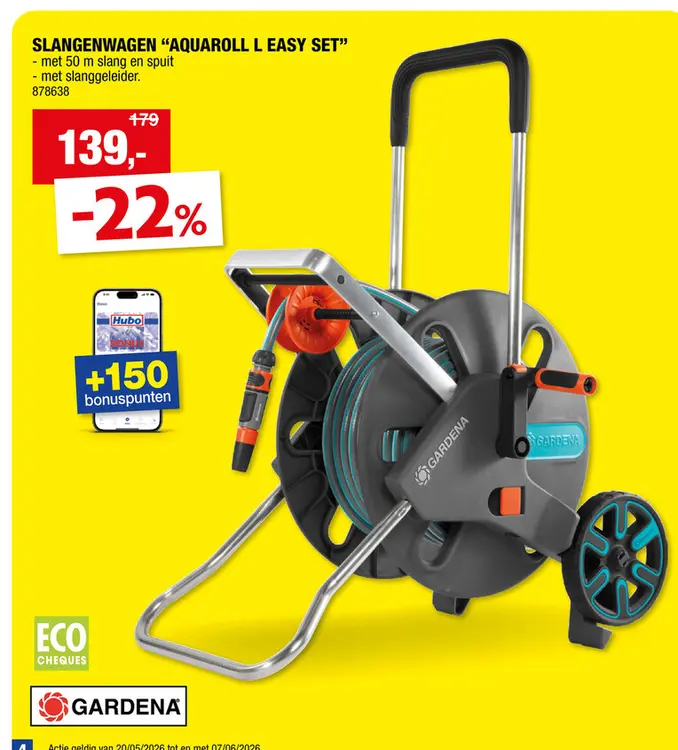 Promotie: Gardena AquaRoll L Easy slangenwagen met tuinslang 50m