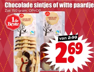 Aanbieding: Chocolade sintjes of witte paardjes