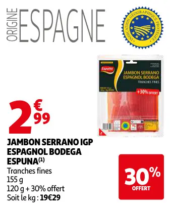 Promotie: Jambon serrano igp espagnol bodega