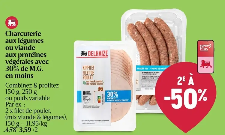 Offre: Charcuterie aux légumes ou viande aux protéin