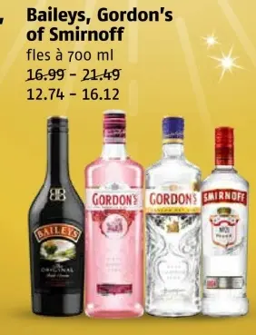 Aanbieding: Baileys, Gordon's of Smirnoff