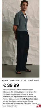 Offre: PANTALON RELAXED FIT EN LIN MÉLANGÉ