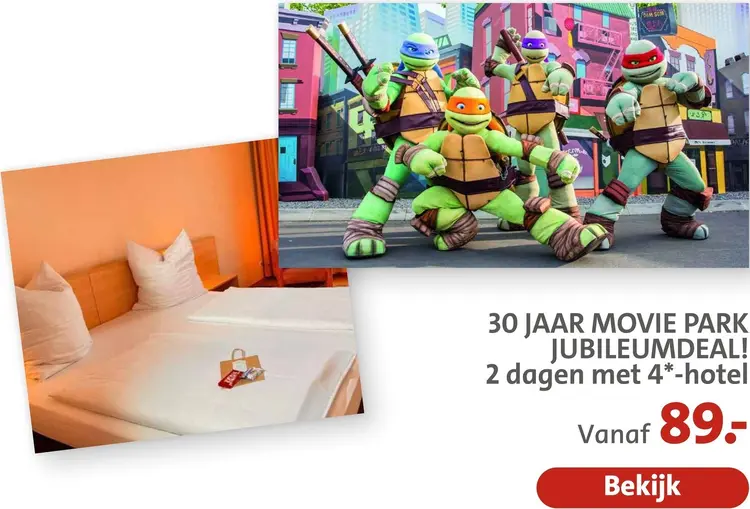 Aanbieding: Movie Park 30 jaar Movie Park jubileumdeal! 2 dagen met 4*-hotel