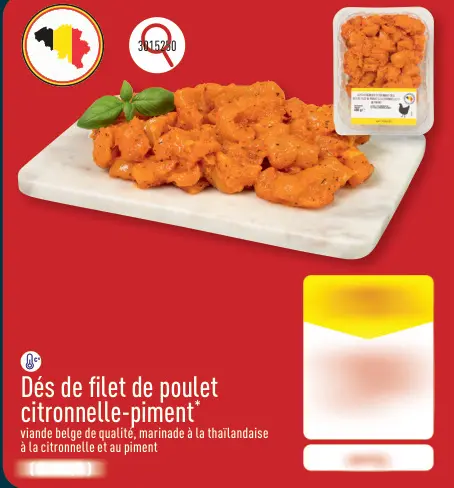 Offre: Dés de filet de poulet citronnelle-piment
