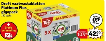 Aanbieding: Dreft vaatwastabletten Platinum Plus gigapack