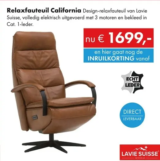 Promotie: California relaxfauteuil leder