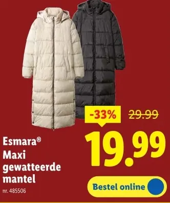 Promotie: Maxi gewatteerde mantel