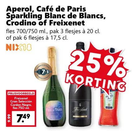 Aanbieding: Aperol, Café de Paris Sparkling Blanc de Blancs, Crodino of Freixenet