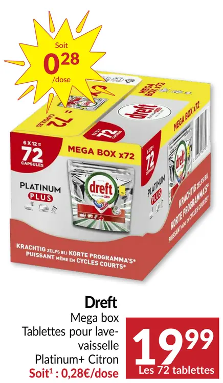 Offre: Tablettes pour lave-vaisselle Platinum+ Citron