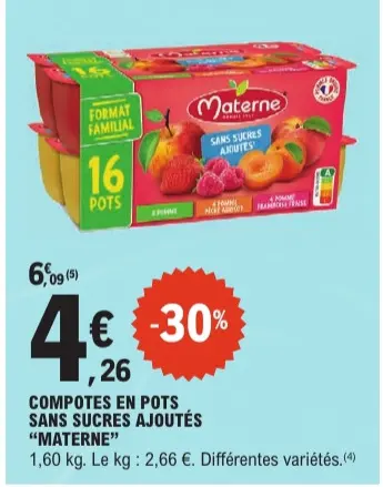 Promotie: Compotes en pots sans sucres ajoutés