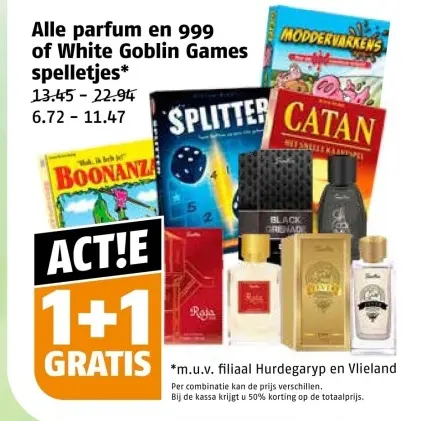 Aanbieding: Alle parfum en 999 of White Goblin Games spelletjes