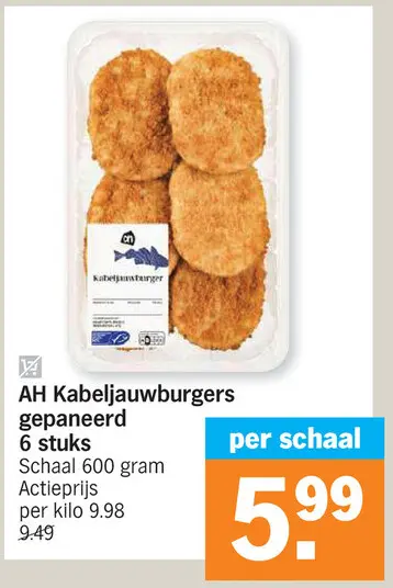 Promotie: Kabeljauwburgers gepaneerd