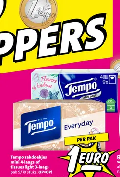 Aanbieding: Tempo zakdoekjes mini 4-laags of tissues light