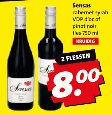 Aanbieding: Sensas cabernet syrah VDP d'oc of pinot noir