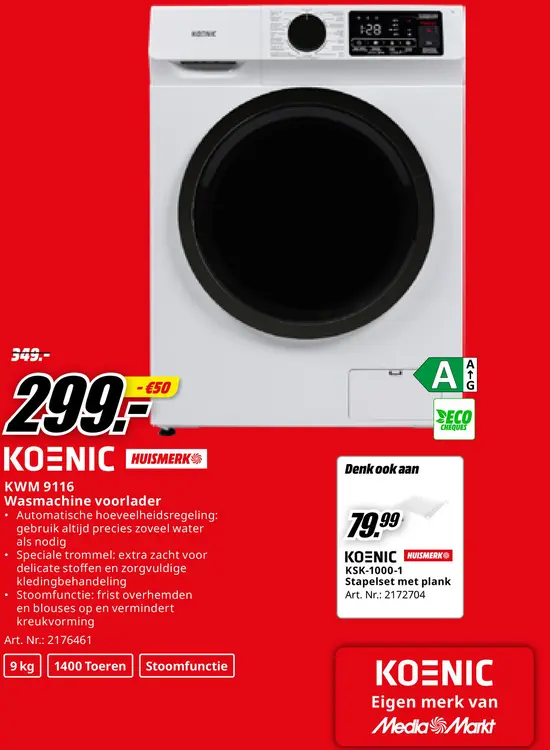 Promotie: KWM 9116 Wasmachine voorlader