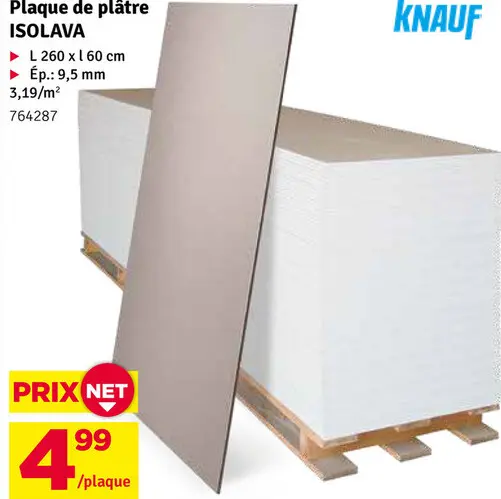 Offre: Plaque de plâtre ISOLAVA