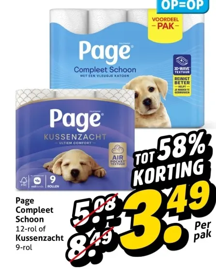 Aanbieding: Page Compleet Schoon 12-rol of Kussenzacht 9-rol