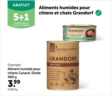 Offre: Aliment humide pour chiens Canard, Dinde