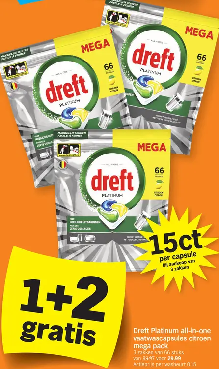 Promotie: Dreft Platinum all-in-one vaatwascapsules citroen