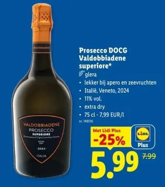 Promotie: Prosecco DOCG Valdobbiadene superiore