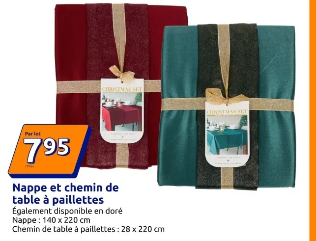 Offre: Nappe et chemin de table à paillettes