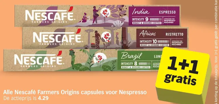Aanbieding: Nescafé Farmers Origins capsules voor Nespresso