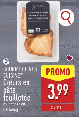 Offre: Cœurs en pâte feuilletée en forme de cœur