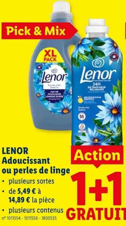 Offre: Adoucissant ou perles de linge