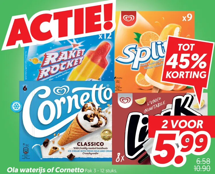 Aanbieding: Ola waterijs of Cornetto